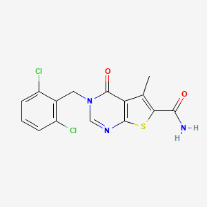 molecular formula C15H11Cl2N3O2S B7748043 3-[(2,6-Dichlorophenyl)methyl]-5-methyl-4-oxothieno[2,3-d]pyrimidine-6-carboxamide 