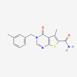 molecular formula C16H15N3O2S B7748048 5-Methyl-3-[(3-methylphenyl)methyl]-4-oxothieno[2,3-d]pyrimidine-6-carboxamide 
