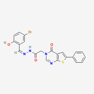 N-[(Z)-(5-bromo-2-hydroxyphenyl)methylideneamino]-2-(4-oxo-6-phenylthieno[2,3-d]pyrimidin-3-yl)acetamide