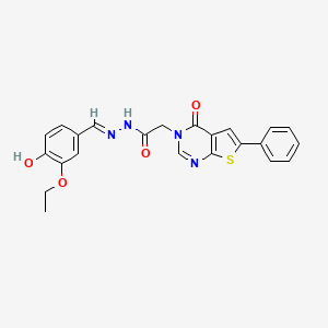 molecular formula C23H20N4O4S B7748062 N-[(E)-(3-ethoxy-4-hydroxyphenyl)methylideneamino]-2-(4-oxo-6-phenylthieno[2,3-d]pyrimidin-3-yl)acetamide 