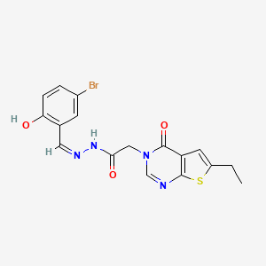 N-[(Z)-(5-bromo-2-hydroxyphenyl)methylideneamino]-2-(6-ethyl-4-oxothieno[2,3-d]pyrimidin-3-yl)acetamide