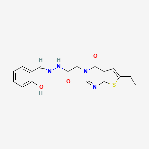 2-(6-ethyl-4-oxothieno[2,3-d]pyrimidin-3-yl)-N-[(2-hydroxyphenyl)methylideneamino]acetamide