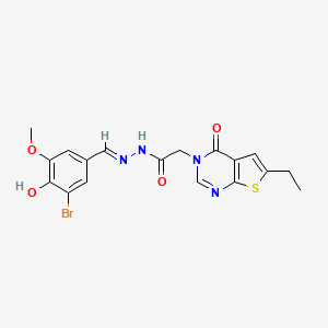 N-[(E)-(3-bromo-4-hydroxy-5-methoxyphenyl)methylideneamino]-2-(6-ethyl-4-oxothieno[2,3-d]pyrimidin-3-yl)acetamide