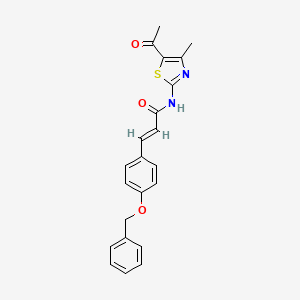 (E)-N-(5-acetyl-4-methyl-1,3-thiazol-2-yl)-3-(4-phenylmethoxyphenyl)prop-2-enamide
