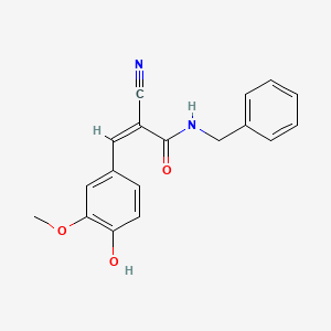 molecular formula C18H16N2O3 B7748142 N-benzyl-2-cyano-3-(4-hydroxy-3-methoxyphenyl)prop-2-enamide 