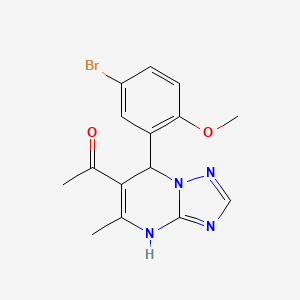 molecular formula C15H15BrN4O2 B7748151 1-[7-(5-Bromo-2-methoxyphenyl)-5-methyl-4,7-dihydro-[1,2,4]triazolo[1,5-a]pyrimidin-6-yl]ethanone 