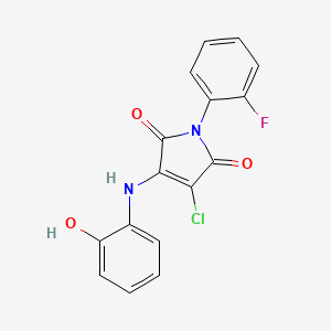 molecular formula C16H10ClFN2O3 B7748179 3-Chloro-1-(2-fluorophenyl)-4-(2-hydroxyanilino)pyrrole-2,5-dione 