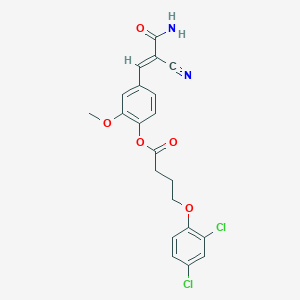 molecular formula C21H18Cl2N2O5 B7748195 (E)-4-(3-amino-2-cyano-3-oxoprop-1-en-1-yl)-2-methoxyphenyl 4-(2,4-dichlorophenoxy)butanoate 