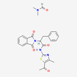 molecular formula C26H26N4O5S B7748219 N-(5-acetyl-4-methyl-1,3-thiazol-2-yl)-2-(1,3-dioxoisoindol-2-yl)-3-phenylpropanamide;N,N-dimethylformamide 