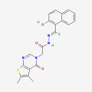 molecular formula C21H18N4O3S B7748306 2-(5,6-dimethyl-4-oxothieno[2,3-d]pyrimidin-3-yl)-N-[(E)-(2-hydroxynaphthalen-1-yl)methylideneamino]acetamide 