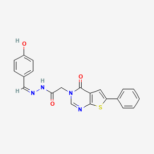 N-[(Z)-(4-hydroxyphenyl)methylideneamino]-2-(4-oxo-6-phenylthieno[2,3-d]pyrimidin-3-yl)acetamide