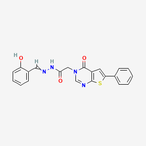 molecular formula C21H16N4O3S B7748320 N-[(2-hydroxyphenyl)methylideneamino]-2-(4-oxo-6-phenylthieno[2,3-d]pyrimidin-3-yl)acetamide 