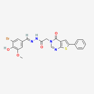 molecular formula C22H17BrN4O4S B7748325 N-[(E)-(3-bromo-4-hydroxy-5-methoxyphenyl)methylideneamino]-2-(4-oxo-6-phenylthieno[2,3-d]pyrimidin-3-yl)acetamide 