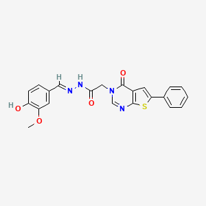 molecular formula C22H18N4O4S B7748328 N-[(E)-(4-hydroxy-3-methoxyphenyl)methylideneamino]-2-(4-oxo-6-phenylthieno[2,3-d]pyrimidin-3-yl)acetamide 