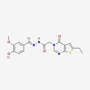 molecular formula C18H18N4O4S B7748329 2-(6-ethyl-4-oxothieno[2,3-d]pyrimidin-3-yl)-N-[(E)-(4-hydroxy-3-methoxyphenyl)methylideneamino]acetamide 