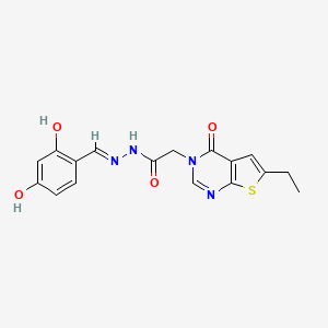 N-[(E)-(2,4-dihydroxyphenyl)methylideneamino]-2-(6-ethyl-4-oxothieno[2,3-d]pyrimidin-3-yl)acetamide