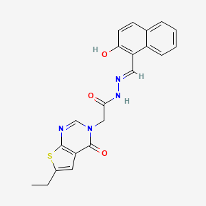 molecular formula C21H18N4O3S B7748345 2-(6-ethyl-4-oxothieno[2,3-d]pyrimidin-3-yl)-N-[(E)-(2-hydroxynaphthalen-1-yl)methylideneamino]acetamide 