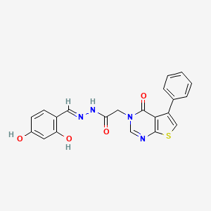 molecular formula C21H16N4O4S B7748357 N-[(E)-(2,4-dihydroxyphenyl)methylideneamino]-2-(4-oxo-5-phenylthieno[2,3-d]pyrimidin-3-yl)acetamide 