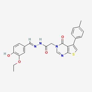 N-[(E)-(3-ethoxy-4-hydroxyphenyl)methylideneamino]-2-[5-(4-methylphenyl)-4-oxothieno[2,3-d]pyrimidin-3-yl]acetamide