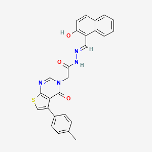 N-[(E)-(2-hydroxynaphthalen-1-yl)methylideneamino]-2-[5-(4-methylphenyl)-4-oxothieno[2,3-d]pyrimidin-3-yl]acetamide