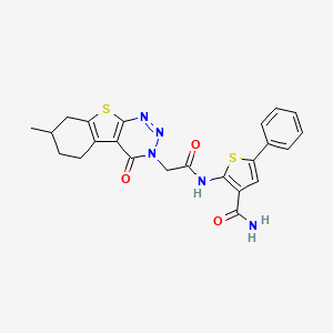 molecular formula C23H21N5O3S2 B7748418 2-[[2-(7-Methyl-4-oxo-5,6,7,8-tetrahydro-[1]benzothiolo[2,3-d]triazin-3-yl)acetyl]amino]-5-phenylthiophene-3-carboxamide 