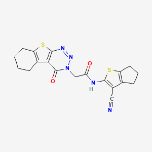 molecular formula C19H17N5O2S2 B7748421 N-(3-cyano-5,6-dihydro-4H-cyclopenta[b]thiophen-2-yl)-2-(4-oxo-5,6,7,8-tetrahydro-[1]benzothiolo[2,3-d]triazin-3-yl)acetamide 