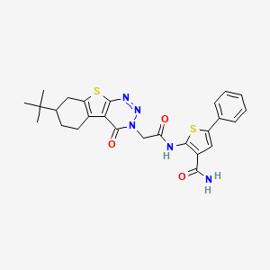 molecular formula C26H27N5O3S2 B7748433 2-[[2-(7-Tert-butyl-4-oxo-5,6,7,8-tetrahydro-[1]benzothiolo[2,3-d]triazin-3-yl)acetyl]amino]-5-phenylthiophene-3-carboxamide 