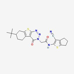 2-(7-(tert-butyl)-4-oxo-5,6,7,8-tetrahydrobenzo[4,5]thieno[2,3-d][1,2,3]triazin-3(4H)-yl)-N-(3-cyano-5,6-dihydro-4H-cyclopenta[b]thiophen-2-yl)acetamide