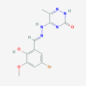 molecular formula C12H12BrN5O3 B7748529 5-[(2E)-2-[(5-bromo-2-hydroxy-3-methoxyphenyl)methylidene]hydrazinyl]-6-methyl-2H-1,2,4-triazin-3-one 
