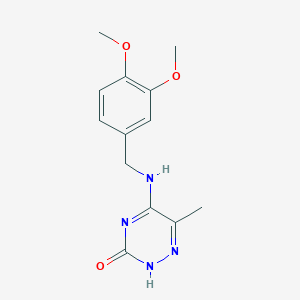 molecular formula C13H16N4O3 B7748546 5-[(3,4-dimethoxybenzyl)amino]-6-methyl-1,2,4-triazin-3(2H)-one 