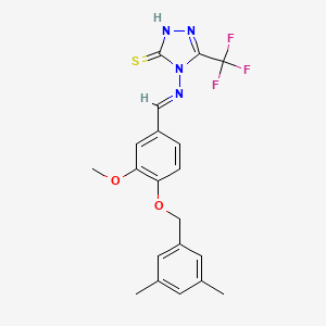 molecular formula C20H19F3N4O2S B7748563 4-[(E)-[4-[(3,5-dimethylphenyl)methoxy]-3-methoxyphenyl]methylideneamino]-3-(trifluoromethyl)-1H-1,2,4-triazole-5-thione 