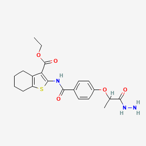 molecular formula C21H25N3O5S B7748614 Ethyl 2-{4-[1-(hydrazinecarbonyl)ethoxy]benzamido}-4,5,6,7-tetrahydro-1-benzothiophene-3-carboxylate 