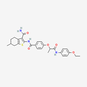 molecular formula C28H31N3O5S B7748639 2-[[4-[1-(4-Ethoxyanilino)-1-oxopropan-2-yl]oxybenzoyl]amino]-6-methyl-4,5,6,7-tetrahydro-1-benzothiophene-3-carboxamide 