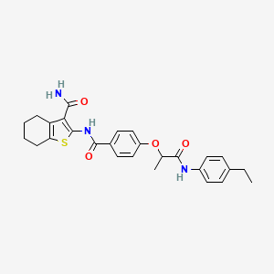 molecular formula C27H29N3O4S B7748649 2-[[4-[1-(4-Ethylanilino)-1-oxopropan-2-yl]oxybenzoyl]amino]-4,5,6,7-tetrahydro-1-benzothiophene-3-carboxamide 
