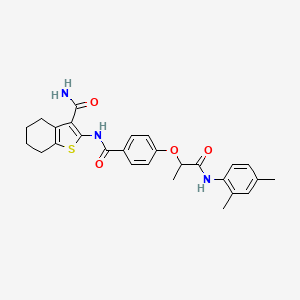 molecular formula C27H29N3O4S B7748652 2-[[4-[1-(2,4-Dimethylanilino)-1-oxopropan-2-yl]oxybenzoyl]amino]-4,5,6,7-tetrahydro-1-benzothiophene-3-carboxamide 