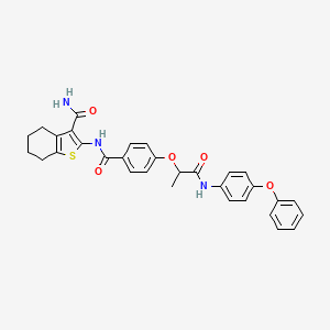 molecular formula C31H29N3O5S B7748667 2-[[4-[1-Oxo-1-(4-phenoxyanilino)propan-2-yl]oxybenzoyl]amino]-4,5,6,7-tetrahydro-1-benzothiophene-3-carboxamide 
