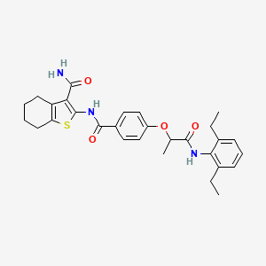 molecular formula C29H33N3O4S B7748669 2-[[4-[1-(2,6-Diethylanilino)-1-oxopropan-2-yl]oxybenzoyl]amino]-4,5,6,7-tetrahydro-1-benzothiophene-3-carboxamide 