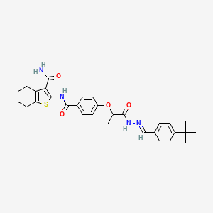 molecular formula C30H34N4O4S B7748705 2-[[4-[1-[(2E)-2-[(4-tert-butylphenyl)methylidene]hydrazinyl]-1-oxopropan-2-yl]oxybenzoyl]amino]-4,5,6,7-tetrahydro-1-benzothiophene-3-carboxamide 