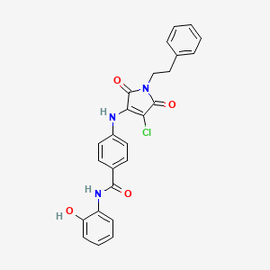 molecular formula C25H20ClN3O4 B7748747 4-[[4-chloro-2,5-dioxo-1-(2-phenylethyl)pyrrol-3-yl]amino]-N-(2-hydroxyphenyl)benzamide 
