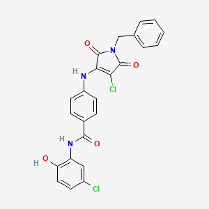 molecular formula C24H17Cl2N3O4 B7748769 4-[(1-benzyl-4-chloro-2,5-dioxopyrrol-3-yl)amino]-N-(5-chloro-2-hydroxyphenyl)benzamide 