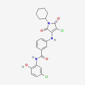 molecular formula C23H21Cl2N3O4 B7748820 3-[(4-chloro-1-cyclohexyl-2,5-dioxopyrrol-3-yl)amino]-N-(5-chloro-2-hydroxyphenyl)benzamide 