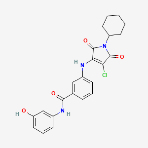 3-[(4-chloro-1-cyclohexyl-2,5-dioxopyrrol-3-yl)amino]-N-(3-hydroxyphenyl)benzamide