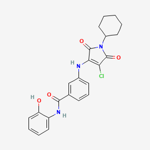 molecular formula C23H22ClN3O4 B7748831 3-[(4-chloro-1-cyclohexyl-2,5-dioxopyrrol-3-yl)amino]-N-(2-hydroxyphenyl)benzamide 