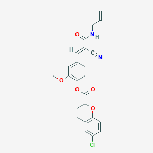 (E)-4-(3-(allylamino)-2-cyano-3-oxoprop-1-en-1-yl)-2-methoxyphenyl 2-(4-chloro-2-methylphenoxy)propanoate