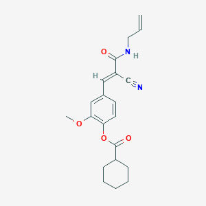 molecular formula C21H24N2O4 B7748843 (E)-4-(3-(allylamino)-2-cyano-3-oxoprop-1-en-1-yl)-2-methoxyphenyl cyclohexanecarboxylate 