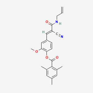 (E)-4-(3-(allylamino)-2-cyano-3-oxoprop-1-en-1-yl)-2-methoxyphenyl 2,4,6-trimethylbenzoate