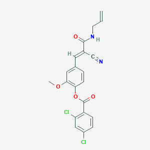 molecular formula C21H16Cl2N2O4 B7748867 (E)-4-(3-(allylamino)-2-cyano-3-oxoprop-1-en-1-yl)-2-methoxyphenyl 2,4-dichlorobenzoate 