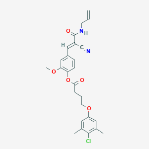 molecular formula C26H27ClN2O5 B7748975 (E)-4-(3-(allylamino)-2-cyano-3-oxoprop-1-en-1-yl)-2-methoxyphenyl 4-(4-chloro-3,5-dimethylphenoxy)butanoate 