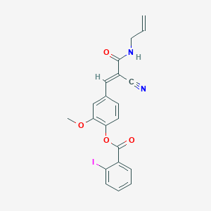 molecular formula C21H17IN2O4 B7748984 (E)-4-(3-(allylamino)-2-cyano-3-oxoprop-1-en-1-yl)-2-methoxyphenyl 2-iodobenzoate 