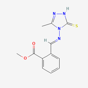 molecular formula C12H12N4O2S B7748997 methyl 2-[(E)-N-(3-methyl-5-sulfanyl-4H-1,2,4-triazol-4-yl)carboximidoyl]benzoate 